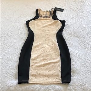 Black and beige cocktail dress
